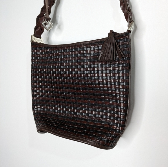 Brighton black brown woven leather shoulder bag - Picture 2 of 12
